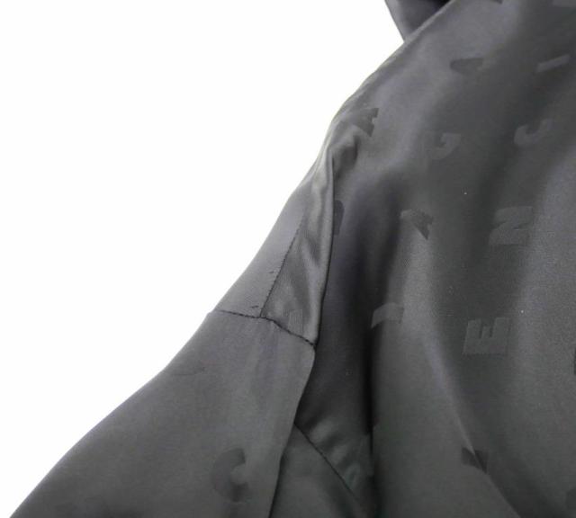 バレンシアガ BALENCIAGA ボウタイブラウス ロゴ総柄 黒 レーヨン 【中古】(70528)_19