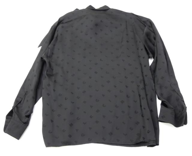 バレンシアガ BALENCIAGA ボウタイブラウス ロゴ総柄 黒 レーヨン 【中古】(70528)_5