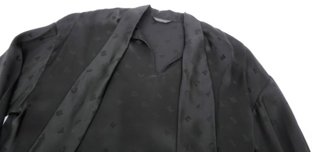 バレンシアガ BALENCIAGA ボウタイブラウス ロゴ総柄 黒 レーヨン 【中古】(70528)_6