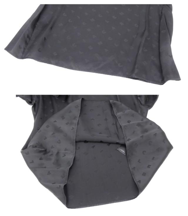バレンシアガ BALENCIAGA ボウタイブラウス ロゴ総柄 黒 レーヨン 【中古】(70528)_7
