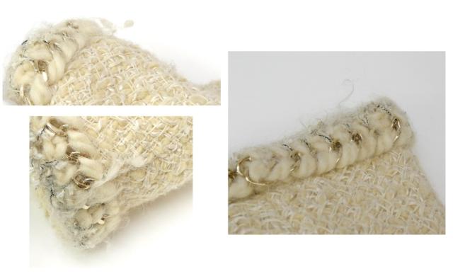 シャネル CHANEL ツイードノーカラージャケット ココボタン オフホワイト 【中古】(70610)_10