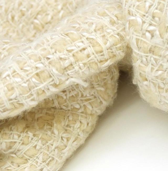 シャネル CHANEL ツイードノーカラージャケット ココボタン オフホワイト 【中古】(70610)_11