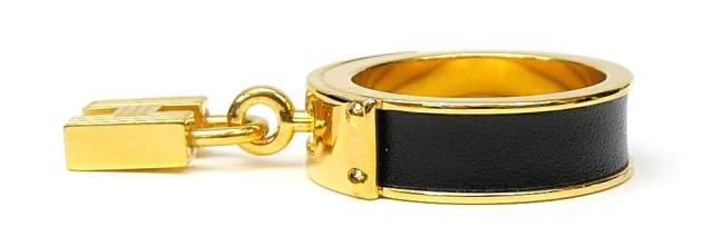 エルメス HERMES スカーフリング ケリー カデナ 黒×ゴールド 【中古】(70646)_2