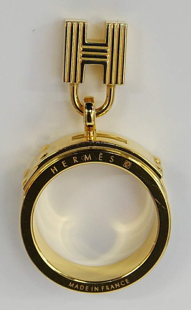 エルメス HERMES スカーフリング ケリー カデナ 黒×ゴールド 【中古】(70646)_5