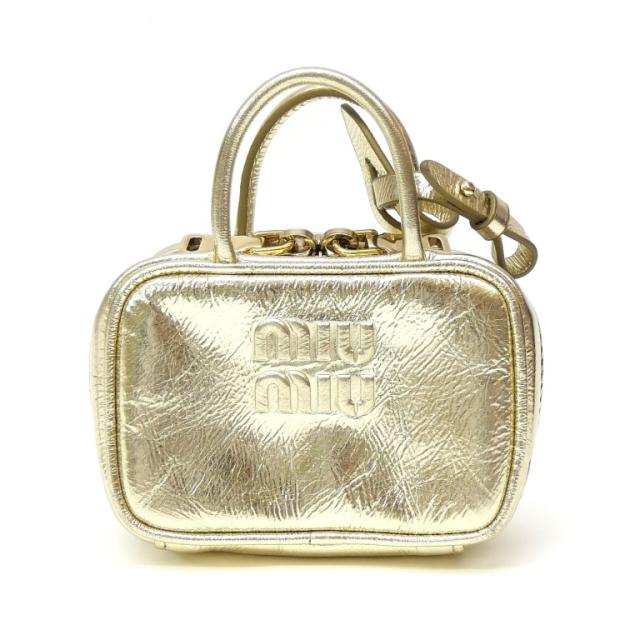 ミュウミュウ miumiu バッグチャーム マイクロバッグ 5NR036 ゴールド系 【中古】(70780)
