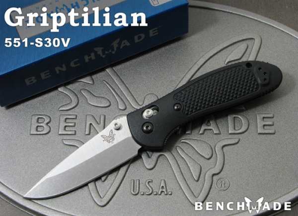 ベンチメイド 551-S30V グリップティリアン シルバー直刃 折り畳みナイフ BENCHMADE Griptilian【日本正規品】