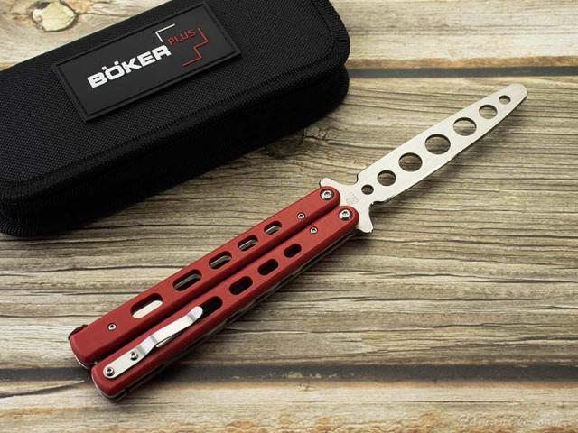 ボーカー プラス 01BO712 バリソン トレーニング 折り畳みナイフ,BOKER Balisong Trainer Red