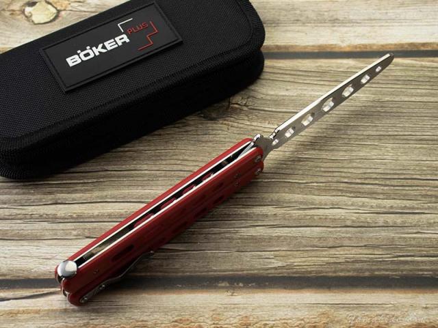 ボーカー プラス 01BO712 バリソン トレーニング 折り畳みナイフ,BOKER Balisong Trainer Red