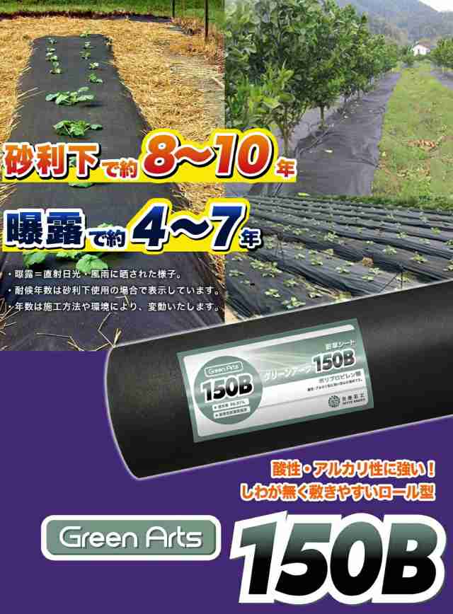 送料無料】高機能 防草シート グリーンアーツ 150B 2m×50m／耐用年数 砂利下:約8-10年 曝露:約4-6年の通販はau PAY マーケット  Only-Life au PAY マーケット店 au PAY マーケット－通販サイト