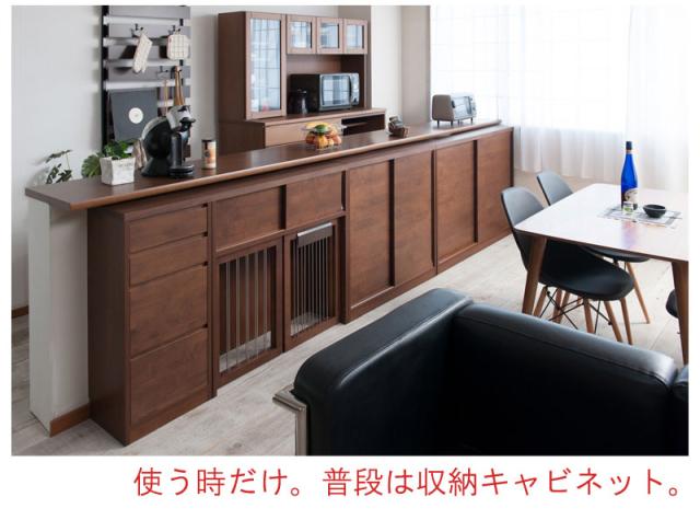 ＼ポイント消化！／ 【Alder】木目の美しい北欧風天然木アルダー材の収納付き折りたたみ型ケージ 幅90_4