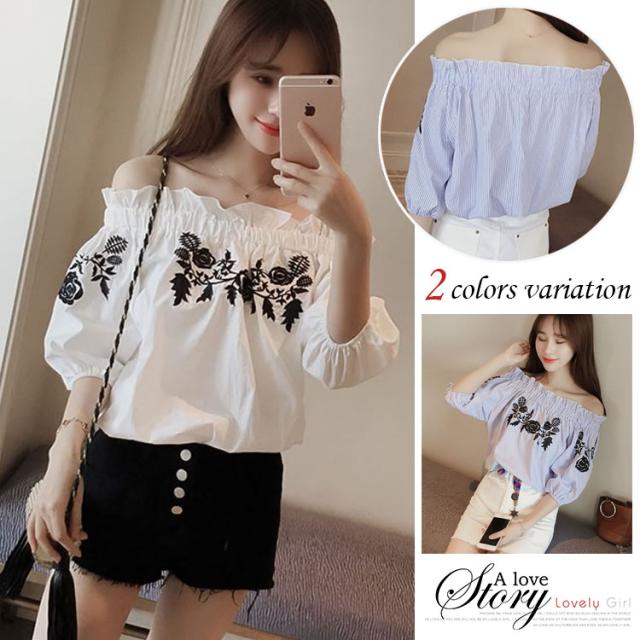 送料無料 オフショルダー オフショル レディース トップス チュニック ブラウス 肩出し 五分袖 カジュアル カットソーの通販はau Pay マーケット にゃニャオ