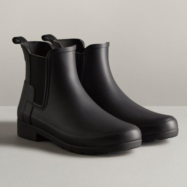 ハンター レインブーツ レディース WOMENS ORIGINAL REFINED CHELSEA オリジナル リファインド チェルシーブーツ 防水 HUNTER WFS2201RMA BLK_1