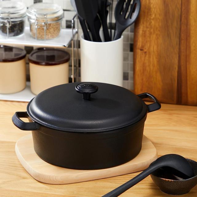 及源鋳造 盛栄堂 キャセロールオーバル F-418 中古品 南部鉄器 及源 クック