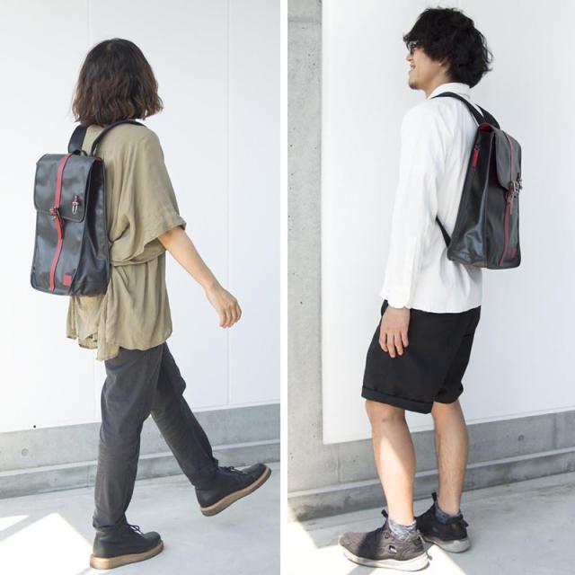 森野帆布 スリムリュック L レッド×ブラック メンズ 通勤リュック