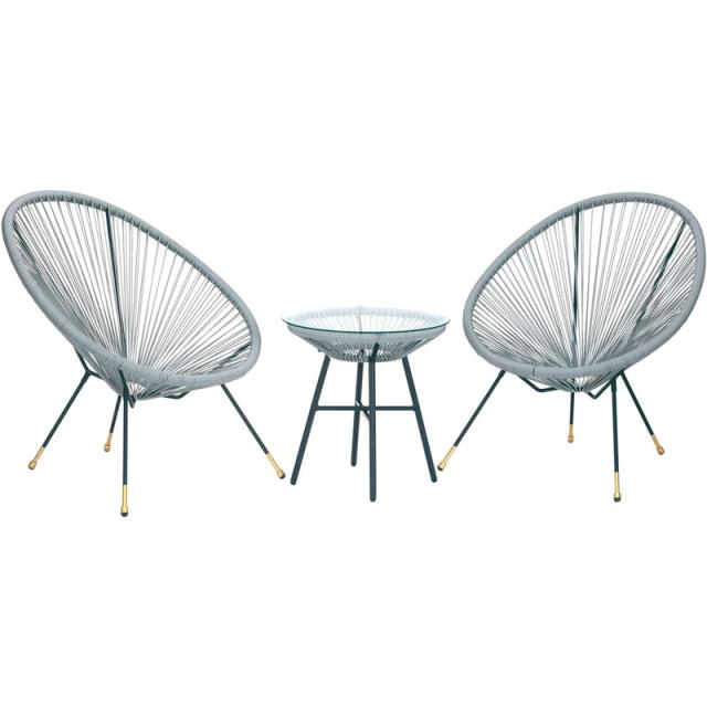 Un+usual ガーデンテーブル&チェア 3点セット ライトグレー UN2-GTC3LGRYの通販は 29,800円