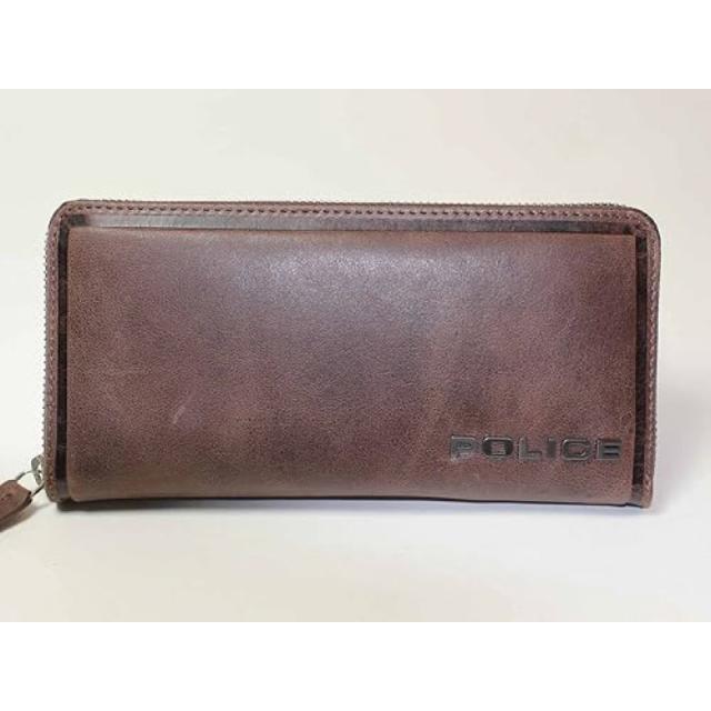 POLICE ポリス EDGE 長財布 ファスナー付 本革 ブラウン PA-58002-29 メンズ ブランド財布_1