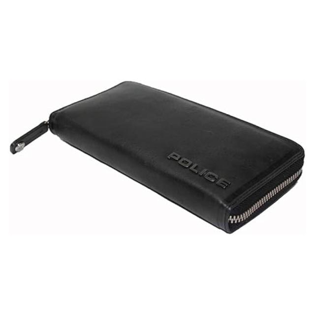 POLICE ポリス EDGE 長財布 ファスナー付 本革 ブラック PA-58002-10 メンズ ブランド財布
