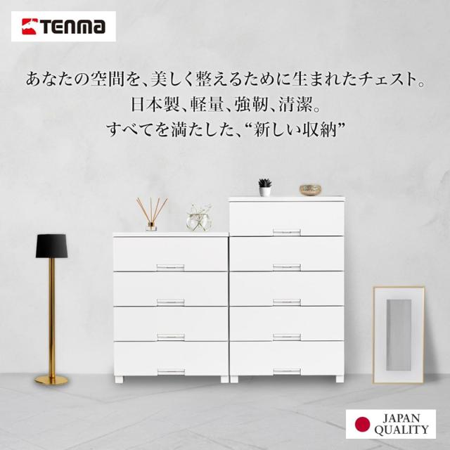 天馬 フィッツチェスト 5段 収納ケース 幅55×奥行41×高さ105cm 衣装ケース 完成品 日本製 5505 ホワイト