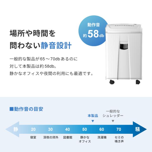シュレッダー 電動 業務用 Pure Luxe オフィスシュレッダー 電動シュレッダー 60分連続使用 26.5L 最大挿入幅220mm ホワイト PU-SCHAA