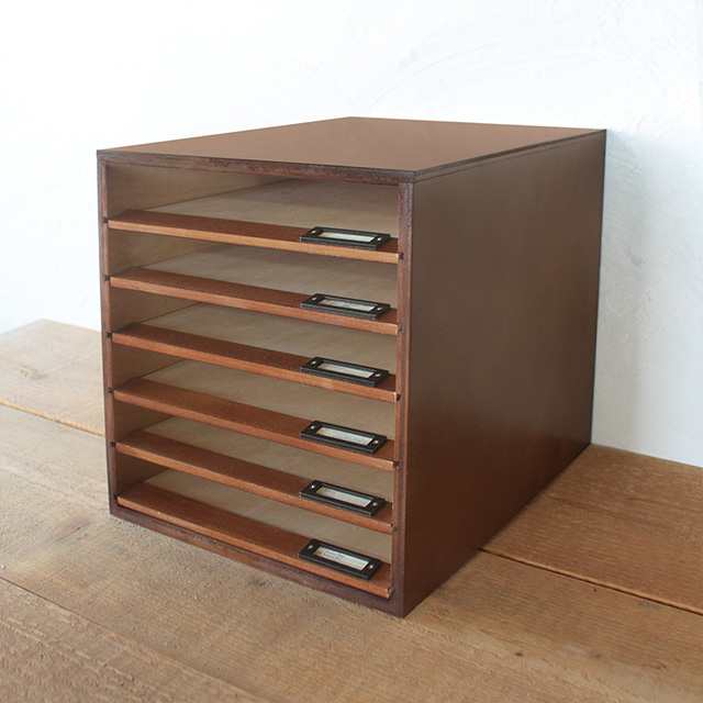 A4 書類ケース レターケース 木製 6段 ダークブラウン 卓上 書類棚