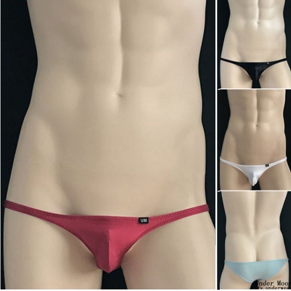 メンズ ハーフバックビキニ ローライズ　ストレッチ　スーパー浅型 光沢水着系生地使用 ぴっちりフィット 3Dポーチ UM3070
