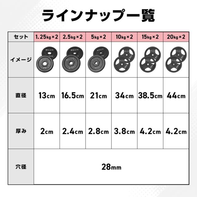 グロング ダンベル プレート バーベル 20kg 2個セット シャフト径28mm 筋トレ アイアン GronG_3