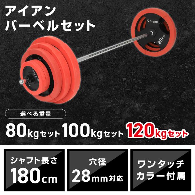 ベンチプレス100キロセット(BODY DESIGN) ホームビルダーパック / ラバーバーベルセット100kg シャフト