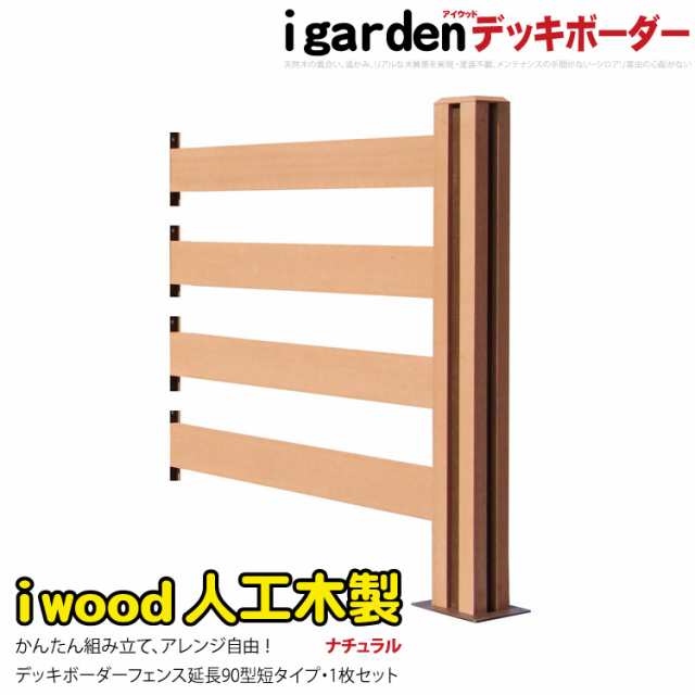 ウッドデッキフェンス　人工木製　ボーダー90　延長用　ナチュラル◯　1bd90n　アイウッド　デッキフェンス　ボーダータイプ　W770×D86