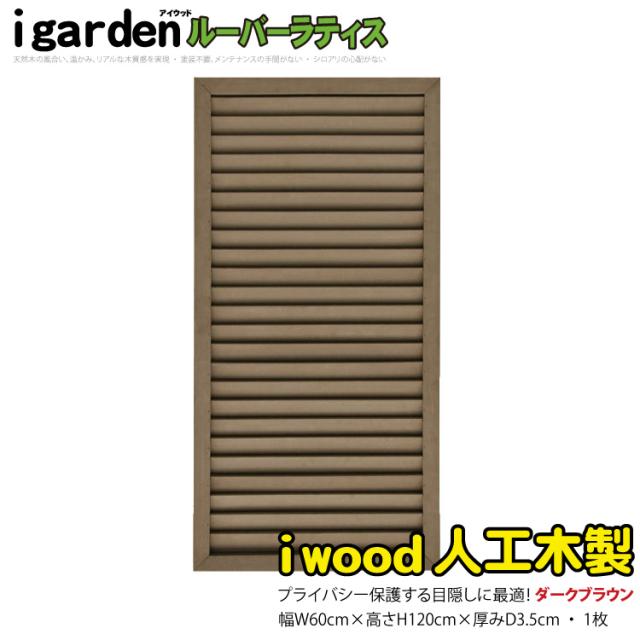 アイウッド ルーバーラティス 人工木製 H120cm x W60cm 1枚 ダークブラウン 樹脂製 腐らない 色あせない 目隠しフェンス 日除け 外構資材 10年以上の実績