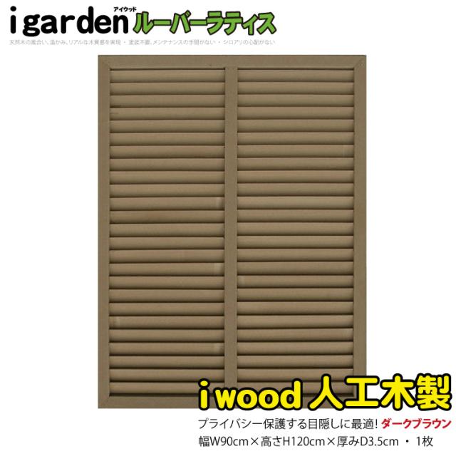 アイウッド ルーバーラティス 人工木製 H120cm x W90cm 1枚 ダークブラウン 樹脂製 腐らない 色あせない 目隠しフェンス 日除け 外構資材 10年以上の実績