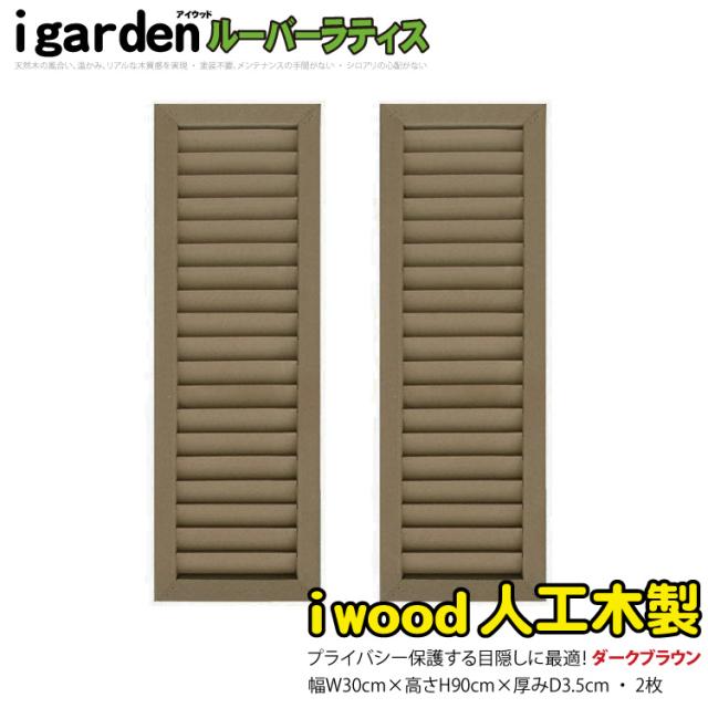 アイウッド ルーバーラティス 人工木製 H90cm x W30cm 2枚セット ダークブラウン 樹脂製 腐らない 色あせない 目隠しフェンス 日除け 外構資材 10年以上の実績