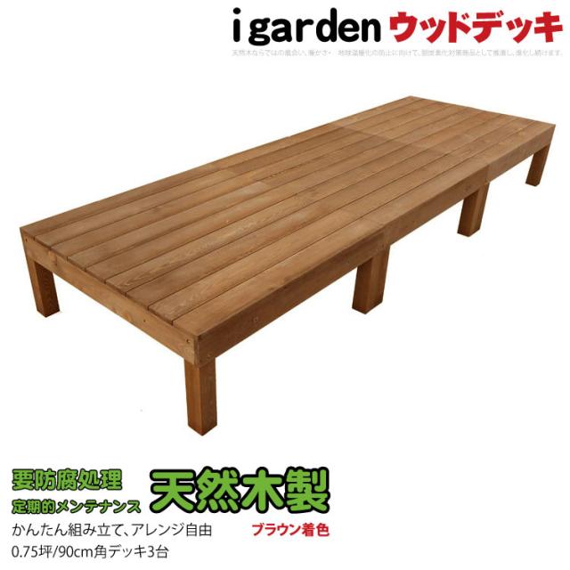 天然木製ウッドデッキ　0.75坪　ブラウン□　[3点セット]　3d　要防腐処理　N90B|　脱炭素化の通販は 26,800円