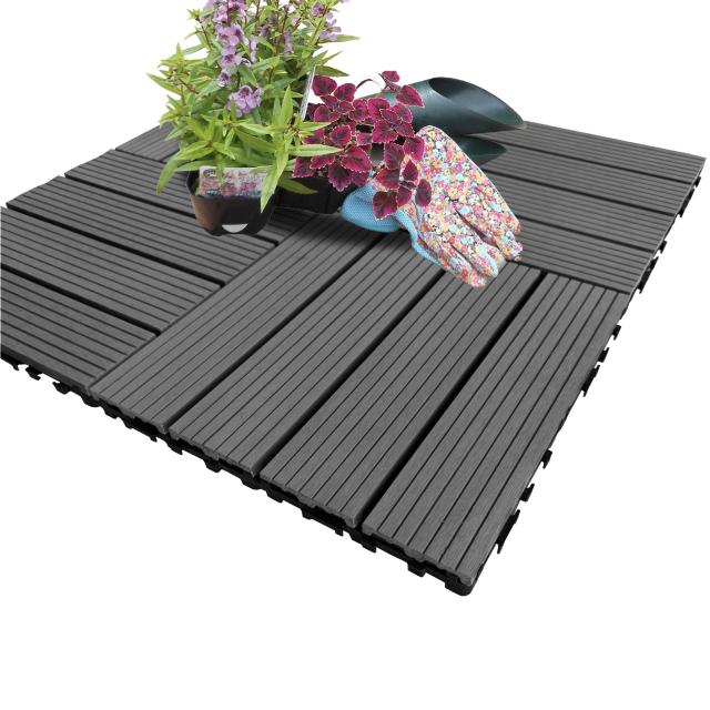 ウッドパネル ウッドタイル 30x30cm 28枚 ブラック 正方形 厚み2.5cm アイウッド人工木 樹脂製 ジョイント式 腐らない 置くだけ簡単設置 ベランダタイル スノコ 屋外 屋内兼用 庭 ウッドデッキ タイルパネル_5