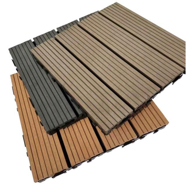 ウッドパネル ウッドタイル 30x30cm 28枚 ブラック 正方形 厚み2.5cm アイウッド人工木 樹脂製 ジョイント式 腐らない 置くだけ簡単設置 ベランダタイル スノコ 屋外 屋内兼用 庭 ウッドデッキ タイルパネル_8
