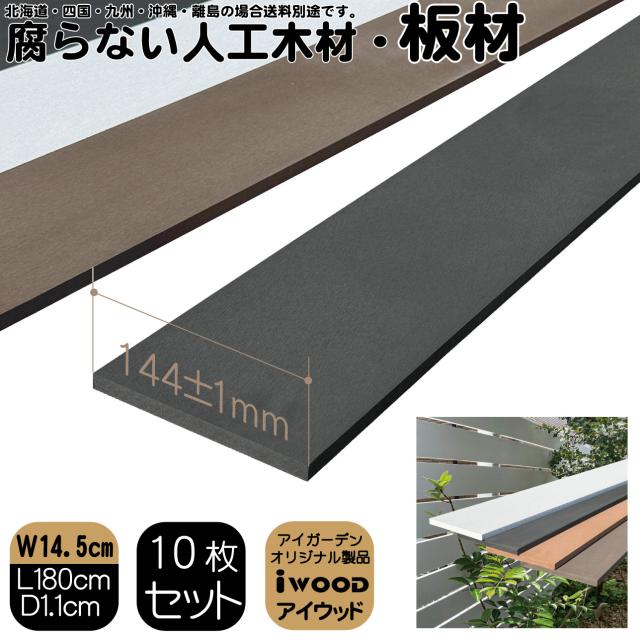 人工木材 10枚 人工無垢材 板材 幅約14.5cｍ厚み1.1cｍ長さ90cｍ ブラック アイウッド 人工木 樹脂製 色あせない 腐らない シロアリ防止 ザラザラ加工仕上げ リアルな木質感