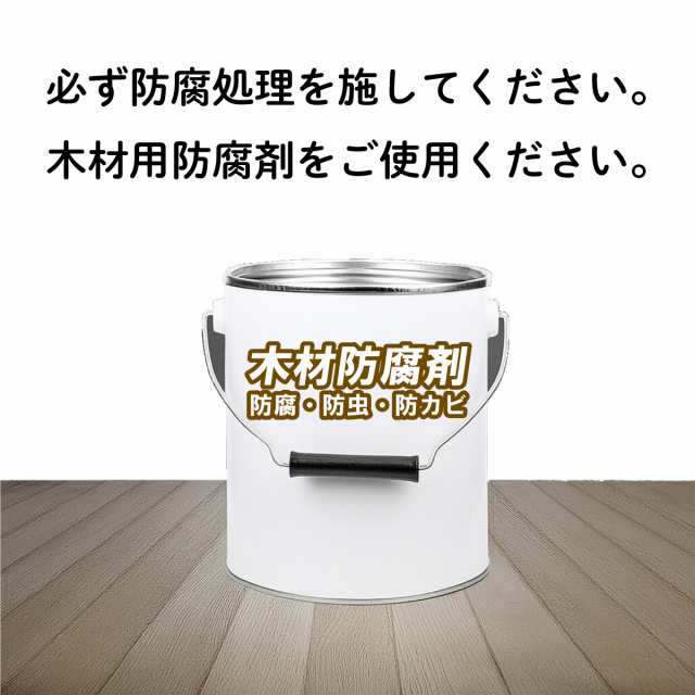 天然木製ウッドデッキ　1.0坪　ブラウン□　[4点セット]　4d　要防腐処理　N90B|　脱炭素化