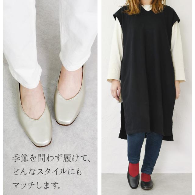 パンプス 本革 スクエアトゥ 痛くない ローヒール 大きいサイズ 日本製 ぺたんこ 黒 ブラック 革 仕事 立ち仕事 フォーマル オフィス 春新作_9