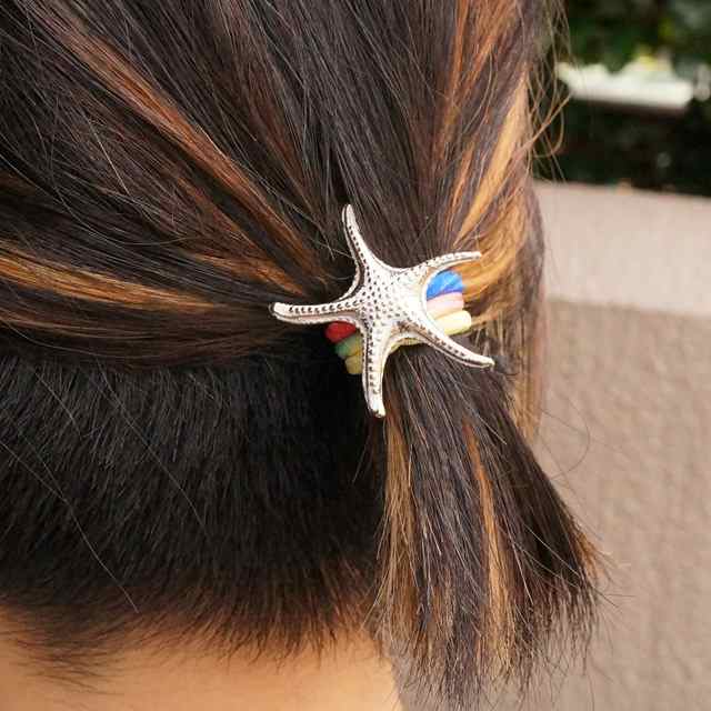 ヘアゴム ヒトデ スターフィッシュ シェル 貝殻 ヘアアクセ 夏アクセ