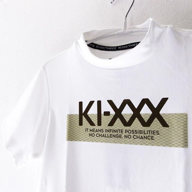 KI-XXX THREE キックスリー ロゴプリント モックネックシャツ