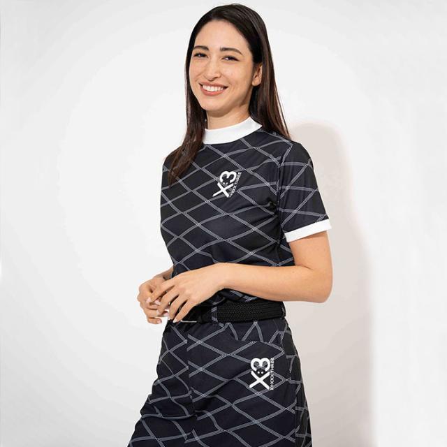 KI-XXX THREE キックスリー 総柄モックネックシャツ レディース 2025春