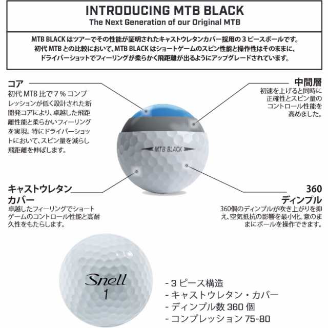 日本正規品 スネルゴルフ MTB BLACK マイ ツアー ゴルフボール ブラック 1ダース 12P Snell Golfの通販はau PAY  マーケット - ジーゾーン ゴルフ au PAY マーケット店