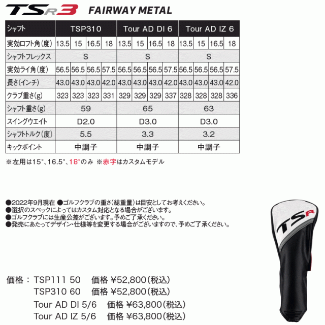 タイトリスト TSR2 フェアウェイウッド Tour AD Titleist 2022年モデル 日本仕様の通販は - フェアウェイウッド