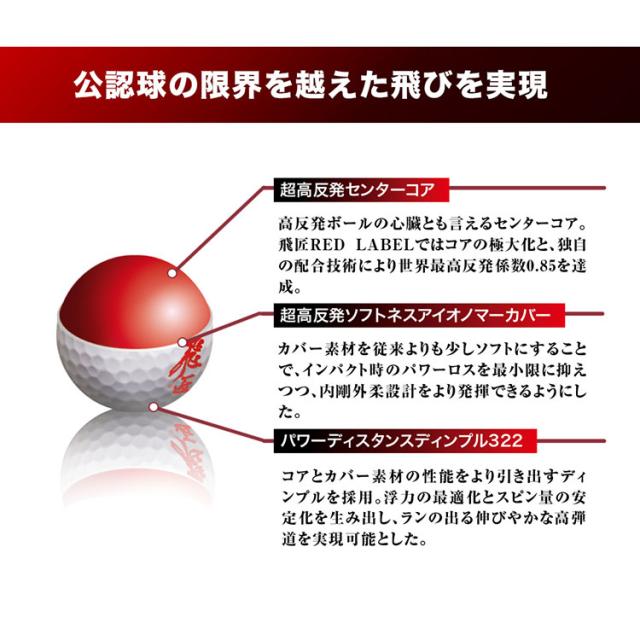 ワークス ゴルフボール 高反発 飛匠 レッドラベル 極2023 4ダース 48個入 2023モデル