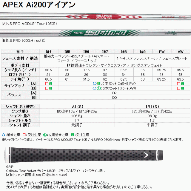 キャロウェイ APEX Ai 200 アイアン 6本セット N.S.PRO スチール 日本仕様 2024モデル