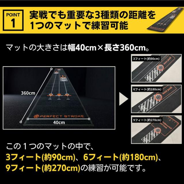PERFECT STROKE パーフェクトストローク ブラックパターマット パッティング練習器_7