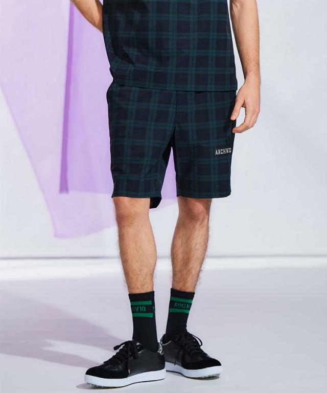 アルチビオ 春夏 ゴルフ チェック柄撥水冷感ショートパンツ ハーフ