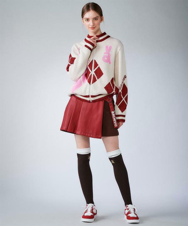 アルチビオ 秋冬 ゴルフ アーガイル柄ニットブルゾン ジャケット