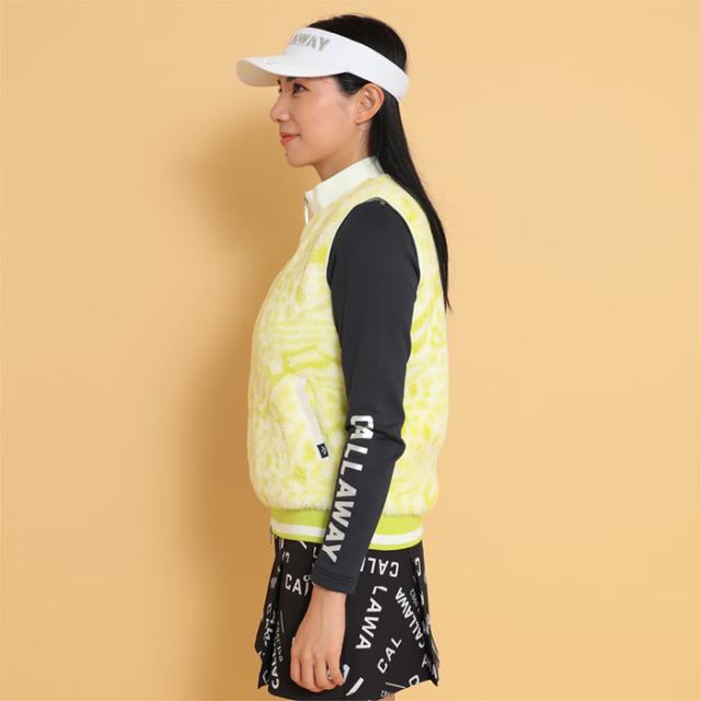 【そらまめこ】Callawayレディースレオパードプリントファーベスト そらまめこ】Callawayレディースレオパードプリントファーベスト