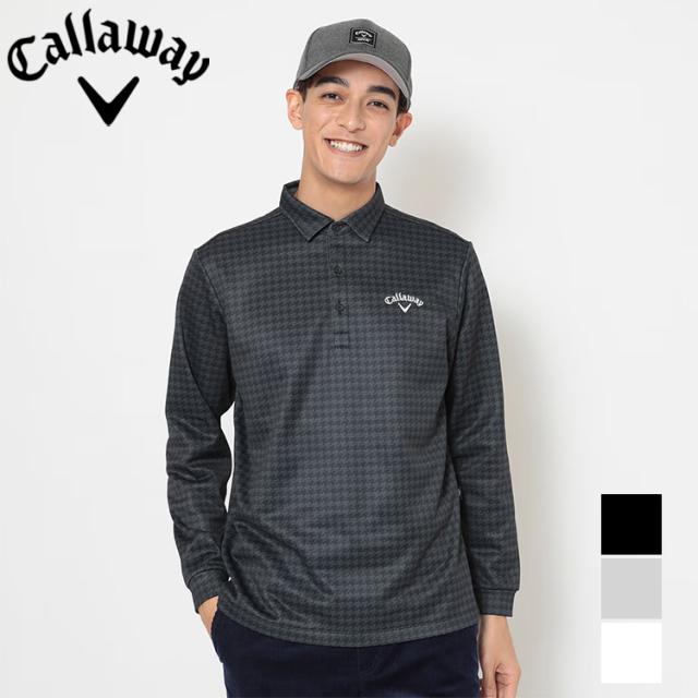 キャロウェイ 千鳥プリント裏起毛長袖シャツ メンズ 2025秋冬 ゴルフウェア C25233115