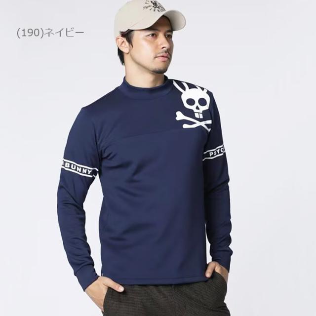サイコバニー ラインスリーブロゴ モックネックＴシャツ メンズ 2025秋冬 ゴルフウェア GF640_4